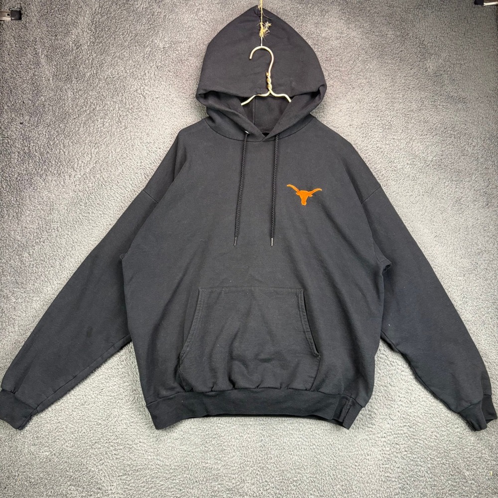 Hanes ComfortBlend Texas Longhorns Hoodie Mens XL Black Embroidered Pullover